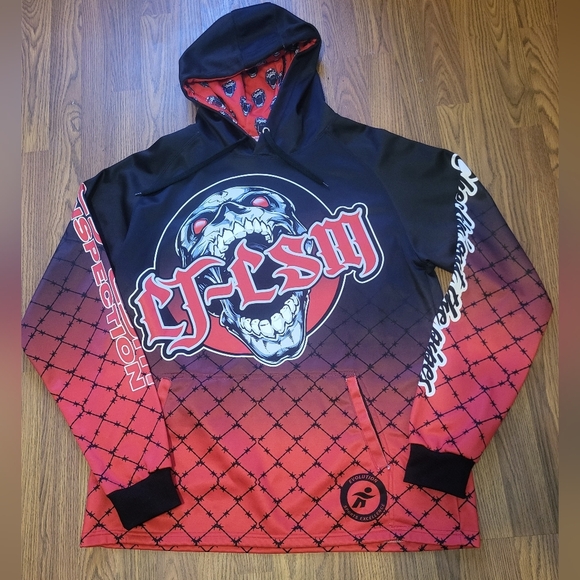 Skull Graphic Hoodie – Red & Black Gothic Streetwear CJ-CSM B37 - Picture 1 of 6